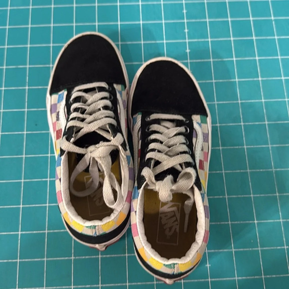 Vans Missy Old Skool Multi color Rainbow Checkered Skate Shoes US Kids Size 1 - Picture 6 of 7